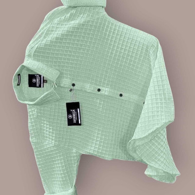 Shiv Fashion Trend Men Self Design Casual Green Shirt