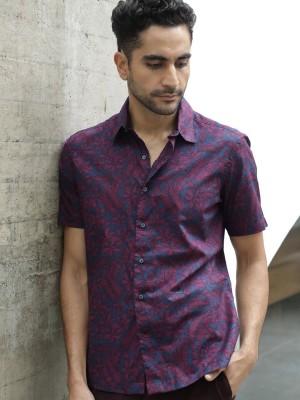 RARE RABBIT Men Printed Casual Blue Shirt