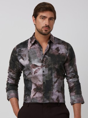 MUFTI Men Printed Casual Black Shirt