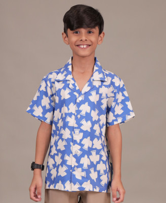 FunFukrey Boys Printed Casual Blue Shirt