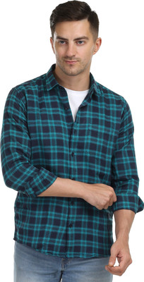 Shreyash Textiles Fab Men Checkered Casual Dark Blue, Light Blue Shirt