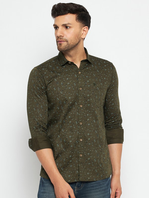 DUKE Men Printed Casual Green Shirt
