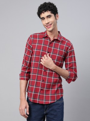 Veirdo Men Checkered Casual Red, White, Dark Blue Shirt