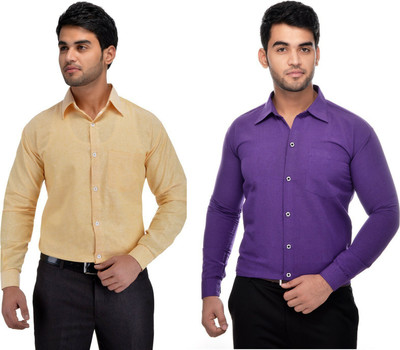 DESHBANDHU KHADI Men Solid Formal Multicolor Shirt(Pack of 2)