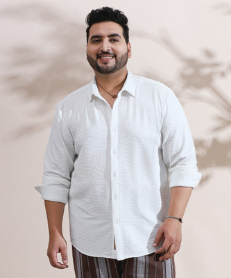 Instafab Plus Men Solid Casual White Shirt
