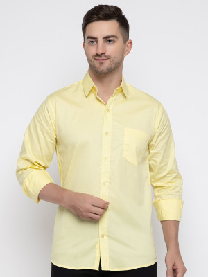 FREKMAN Men Solid Casual Yellow Shirt