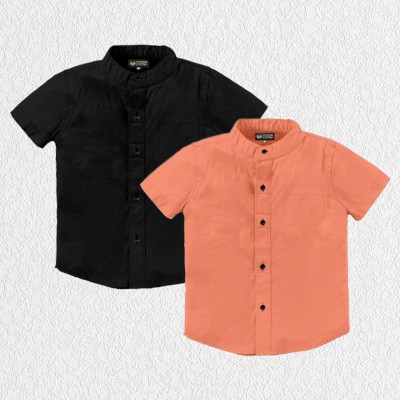 Cloud Kids Boys Solid Casual Black, Orange Shirt