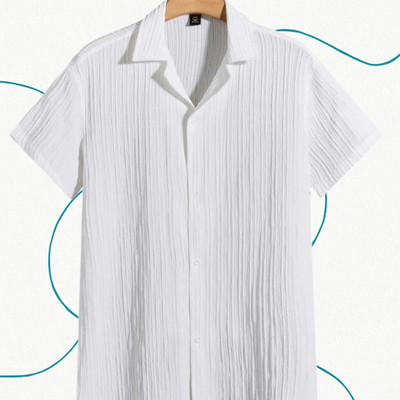 Look Trendy Men Self Design Casual White Shirt