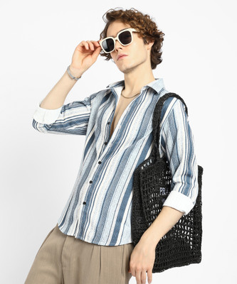 CAMPUS SUTRA Men Striped Casual Blue, White Shirt