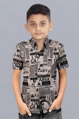 KUSHWAHA GARMENTS Boys Printed Casual Black, Beige Shirt