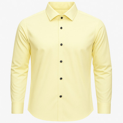 Henry Castle & Co Men Solid Formal Yellow Shirt