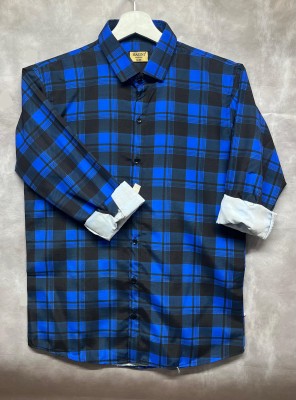 LYZOO FASHION Men Checkered Casual Blue, Black Shirt