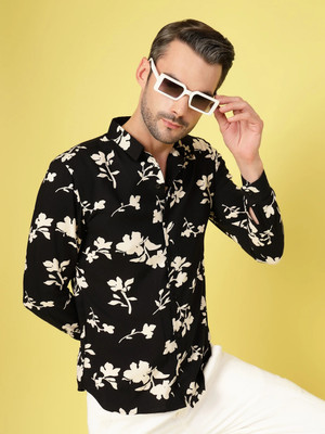 RIGO Men Printed Casual Black Shirt