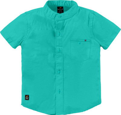 BRUCEWANE Boys Solid Casual Blue Shirt