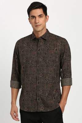 PETER ENGLAND Men Printed Casual Brown Shirt