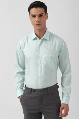 VAN HEUSEN Men Self Design Formal Light Green Shirt