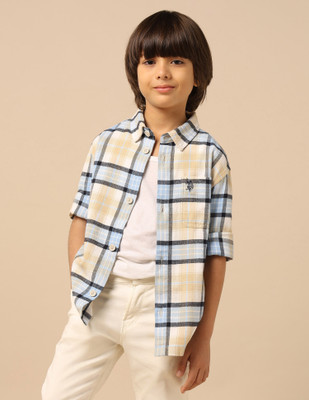 U.S. POLO ASSN. Boys Checkered Casual Multicolor Shirt
