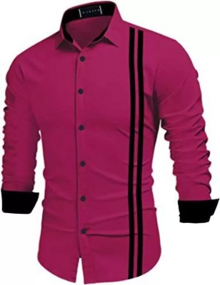 ROYAL SCOUT Men Striped Casual Red Shirt