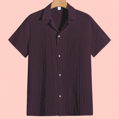 Dharamraj Fashion Men Self Design, Striped Casual Purple Shirt