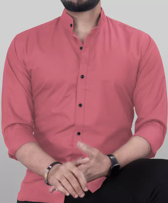 Try This Men Solid Casual Pink Shirt