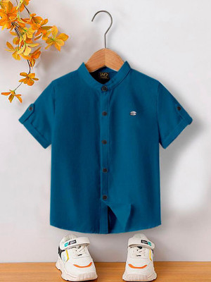Glusic Trends Boys Solid Casual Dark Blue Shirt