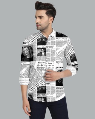 Yaara fashion Men Printed Casual White Shirt