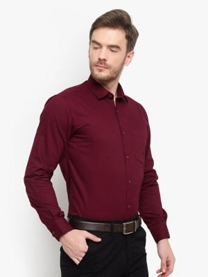 MENS-MK Men Solid Formal Maroon Shirt