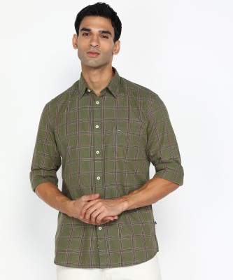 PARX Men Checkered Casual Dark Green Shirt