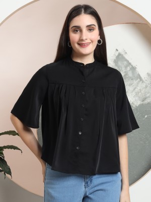 all about you Women Solid Casual Black Shirt