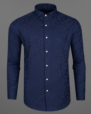 french crown Men Solid Casual Blue Shirt