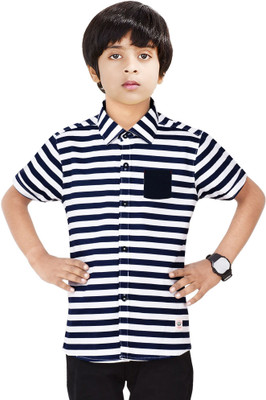 Paper Crane Boys Striped Casual Blue, White Shirt