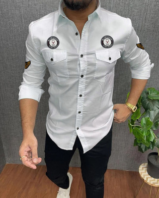 Lonexo Men Printed Casual White Shirt