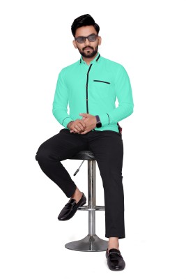 kia international Men Solid Casual Light Green Shirt