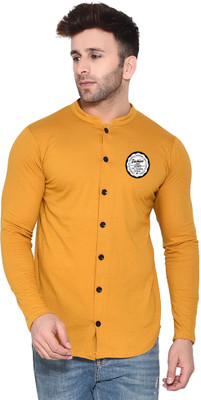 tfurnish Men Solid Casual Gold Shirt