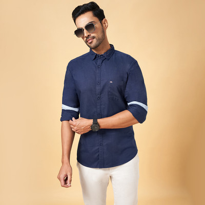 Byford by Pantaloons Men Solid Casual Dark Blue Shirt