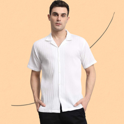 A Rodeiz Men Self Design Casual White Shirt