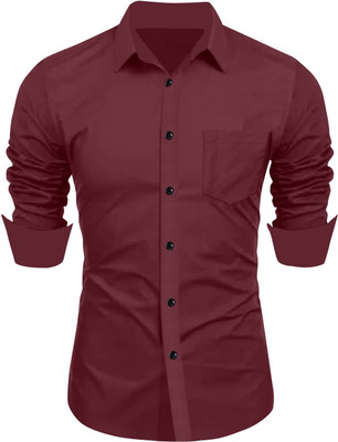 VARNIFABSTORE Men Solid Casual Maroon Shirt