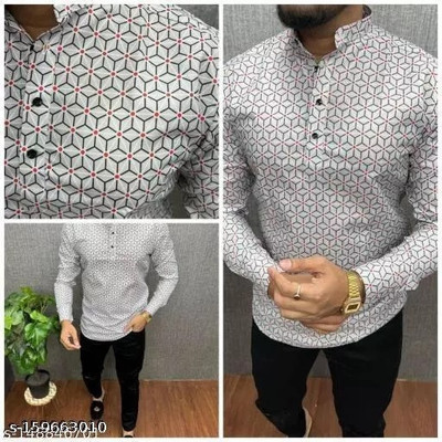 ERVIN ENTERPRISE Men Printed Casual White Shirt