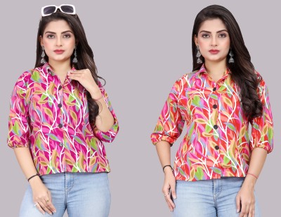 7800 GROUP Women Printed Casual Multicolor Shirt(Pack of 2)