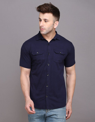 tfurnish Men Solid Casual Dark Blue Shirt