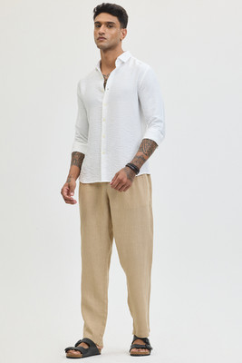 Snitch Men Self Design Casual White Shirt
