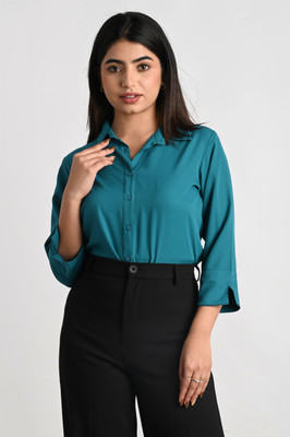 RAHUL TRADERS Women Solid Casual Blue Shirt