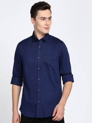MAYKR Women Solid Casual Blue Shirt