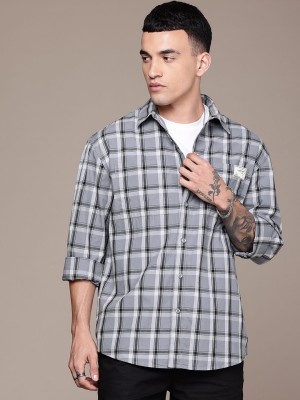 Roadster Men Checkered Casual Grey Shirt