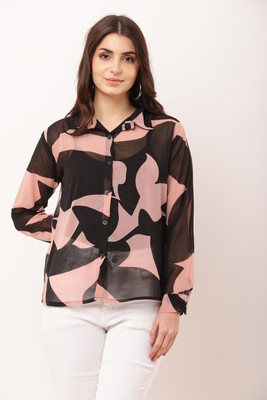 IK Fashion Women Printed Casual Pink, Black Shirt