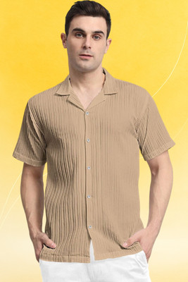 A Dearise Trend Men Striped, Self Design, Solid Casual Cream Shirt