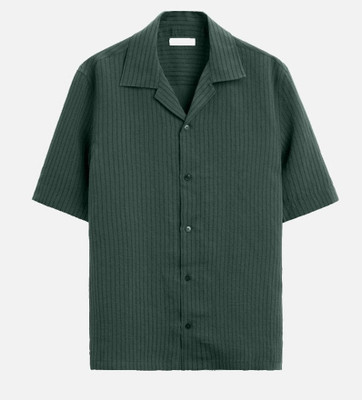 COMBRAIDED Men Self Design Casual Green Shirt
