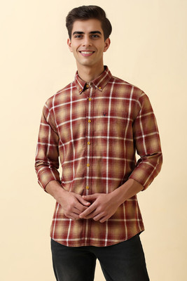 Allen Solly Men Checkered Casual Red, Beige Shirt