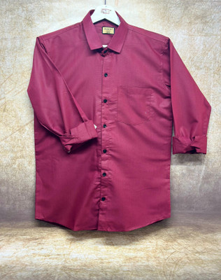 HASINI Fashion Men Solid Formal Maroon Shirt