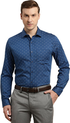 TURTLE Men Self Design Formal Blue Shirt